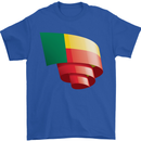 Curled Benin Flag Beninese Day Football Mens T-Shirt 100% Cotton Royal Blue