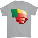 Curled Benin Flag Beninese Day Football Mens T-Shirt 100% Cotton Sports Grey