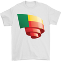 Curled Benin Flag Beninese Day Football Mens T-Shirt 100% Cotton White