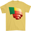 Curled Benin Flag Beninese Day Football Mens T-Shirt 100% Cotton Yellow