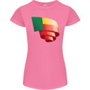 Curled Benin Flag Beninese Day Football Womens Petite Cut T-Shirt Azalea