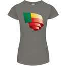 Curled Benin Flag Beninese Day Football Womens Petite Cut T-Shirt Charcoal
