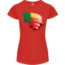 Curled Benin Flag Beninese Day Football Womens Petite Cut T-Shirt Red