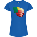 Curled Benin Flag Beninese Day Football Womens Petite Cut T-Shirt Royal Blue