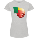 Curled Benin Flag Beninese Day Football Womens Petite Cut T-Shirt Sports Grey