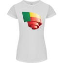 Curled Benin Flag Beninese Day Football Womens Petite Cut T-Shirt White