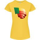 Curled Benin Flag Beninese Day Football Womens Petite Cut T-Shirt Yellow