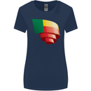 Curled Benin Flag Beninese Day Football Womens Wider Cut T-Shirt Navy Blue