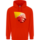Curled Bhutan Flag Bhutanese Day Football Childrens Kids Hoodie Bright Red
