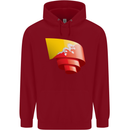 Curled Bhutan Flag Bhutanese Day Football Childrens Kids Hoodie Red