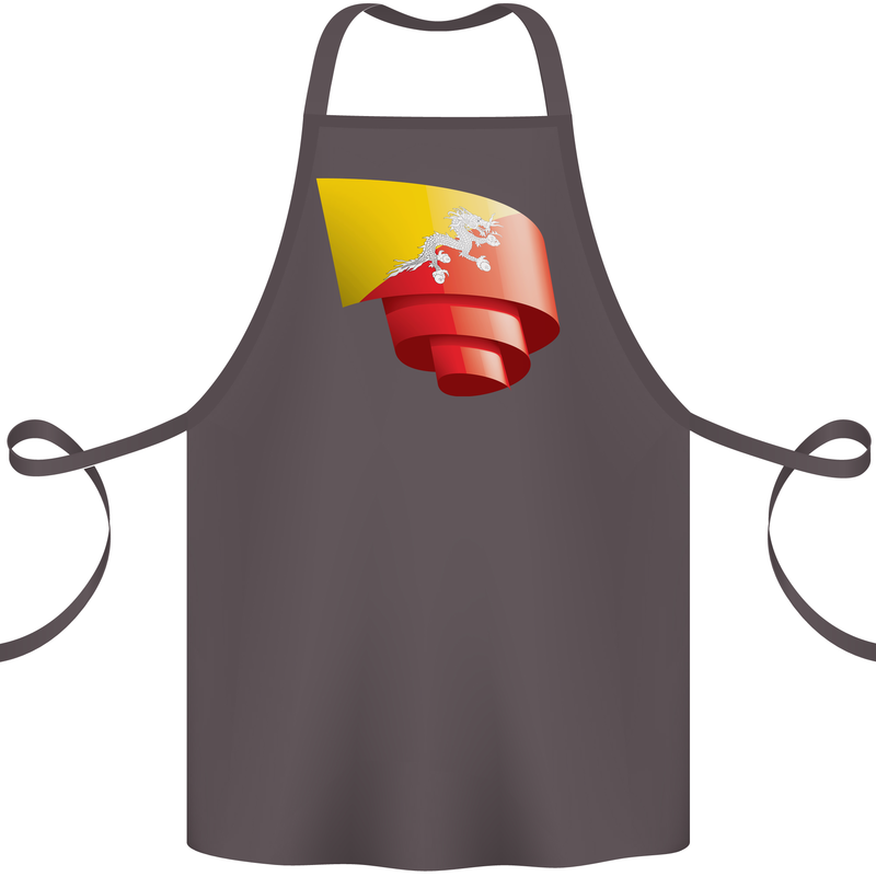 Curled Bhutan Flag Bhutanese Day Football Cotton Apron 100% Organic Dark Grey