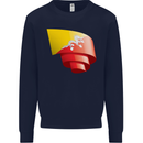 Curled Bhutan Flag Bhutanese Day Football Kids Sweatshirt Jumper Navy Blue