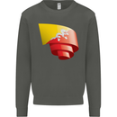 Curled Bhutan Flag Bhutanese Day Football Kids Sweatshirt Jumper Storm Grey
