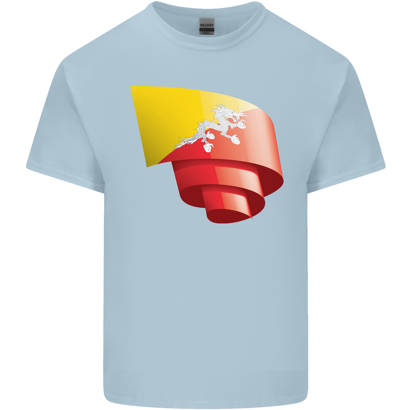 Curled Bhutan Flag Bhutanese Day Football Kids T-Shirt Childrens Light Blue
