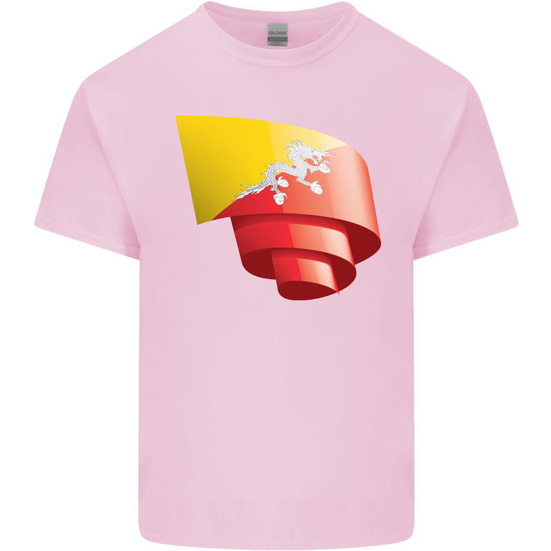 Curled Bhutan Flag Bhutanese Day Football Kids T-Shirt Childrens Light Pink