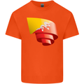 Curled Bhutan Flag Bhutanese Day Football Kids T-Shirt Childrens Orange