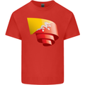 Curled Bhutan Flag Bhutanese Day Football Kids T-Shirt Childrens Red