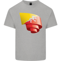 Curled Bhutan Flag Bhutanese Day Football Kids T-Shirt Childrens Sports Grey