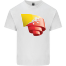 Curled Bhutan Flag Bhutanese Day Football Kids T-Shirt Childrens White