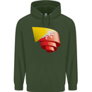Curled Bhutan Flag Bhutanese Day Football Mens 80% Cotton Hoodie Forest Green