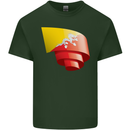 Curled Bhutan Flag Bhutanese Day Football Mens Cotton T-Shirt Tee Top Forest Green