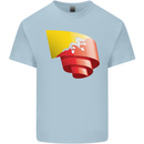 Curled Bhutan Flag Bhutanese Day Football Mens Cotton T-Shirt Tee Top Light Blue