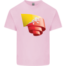 Curled Bhutan Flag Bhutanese Day Football Mens Cotton T-Shirt Tee Top Light Pink