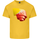 Curled Bhutan Flag Bhutanese Day Football Mens Cotton T-Shirt Tee Top Yellow