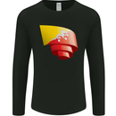 Curled Bhutan Flag Bhutanese Day Football Mens Long Sleeve T-Shirt Black