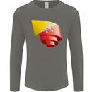 Curled Bhutan Flag Bhutanese Day Football Mens Long Sleeve T-Shirt Charcoal