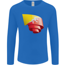 Curled Bhutan Flag Bhutanese Day Football Mens Long Sleeve T-Shirt Royal Blue