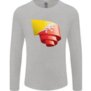 Curled Bhutan Flag Bhutanese Day Football Mens Long Sleeve T-Shirt Sports Grey