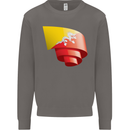 Curled Bhutan Flag Bhutanese Day Football Mens Sweatshirt Jumper Charcoal
