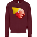 Curled Bhutan Flag Bhutanese Day Football Mens Sweatshirt Jumper Maroon
