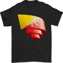 Curled Bhutan Flag Bhutanese Day Football Mens T-Shirt 100% Cotton Black