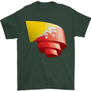 Curled Bhutan Flag Bhutanese Day Football Mens T-Shirt 100% Cotton Forest Green