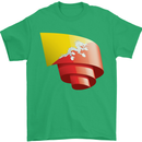 Curled Bhutan Flag Bhutanese Day Football Mens T-Shirt 100% Cotton Irish Green