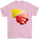 Curled Bhutan Flag Bhutanese Day Football Mens T-Shirt 100% Cotton Light Pink