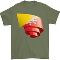 Curled Bhutan Flag Bhutanese Day Football Mens T-Shirt 100% Cotton Military Green