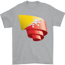 Curled Bhutan Flag Bhutanese Day Football Mens T-Shirt 100% Cotton Sports Grey