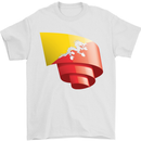 Curled Bhutan Flag Bhutanese Day Football Mens T-Shirt 100% Cotton White