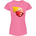 Curled Bhutan Flag Bhutanese Day Football Womens Petite Cut T-Shirt Azalea