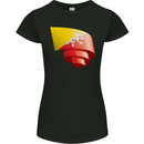 Curled Bhutan Flag Bhutanese Day Football Womens Petite Cut T-Shirt Black