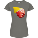 Curled Bhutan Flag Bhutanese Day Football Womens Petite Cut T-Shirt Charcoal