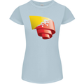 Curled Bhutan Flag Bhutanese Day Football Womens Petite Cut T-Shirt Light Blue