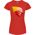 Curled Bhutan Flag Bhutanese Day Football Womens Petite Cut T-Shirt Red