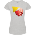 Curled Bhutan Flag Bhutanese Day Football Womens Petite Cut T-Shirt Sports Grey