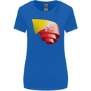 Curled Bhutan Flag Bhutanese Day Football Womens Wider Cut T-Shirt Royal Blue