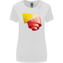 Curled Bhutan Flag Bhutanese Day Football Womens Wider Cut T-Shirt White