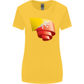 Curled Bhutan Flag Bhutanese Day Football Womens Wider Cut T-Shirt Yellow